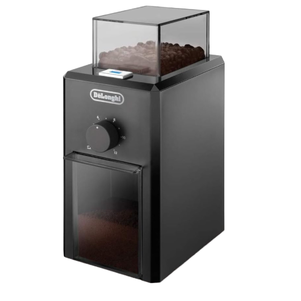 De'Longhi Electric Coffee Grinder With Fineness Selector , Burr Grinding System , 12 Cups Capacity 110 W KG79 Black